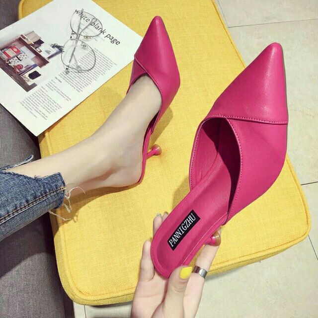 Sẵn giày trắng cao gót da pu , cao 7cm ,site 34-39, 3 màu : trắng,  vàng  Hồng