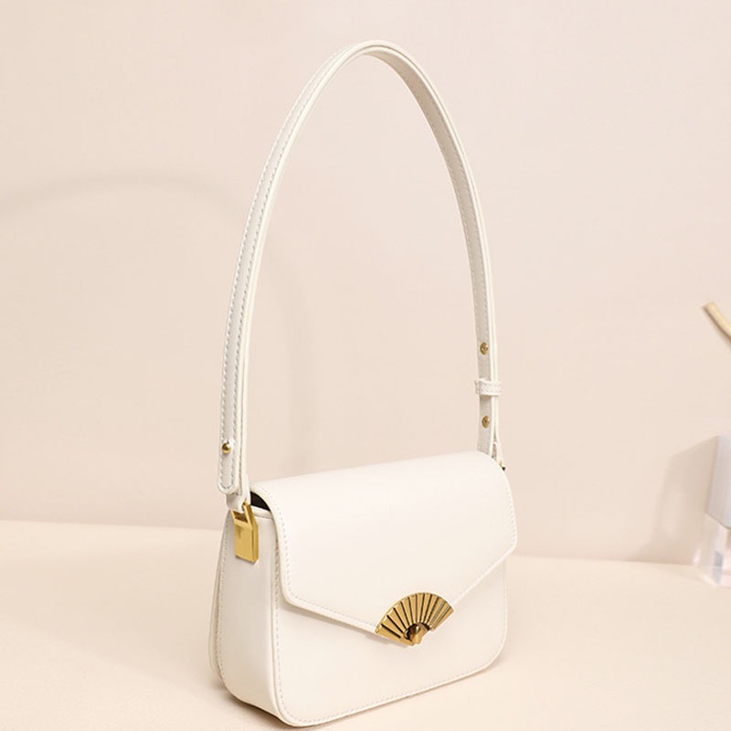 Túi Đeo Vai Một Bên Vai Có Khóa Hình Quạt Phong Cách niche Cổ Điển Dành Cho Bạn Nữ