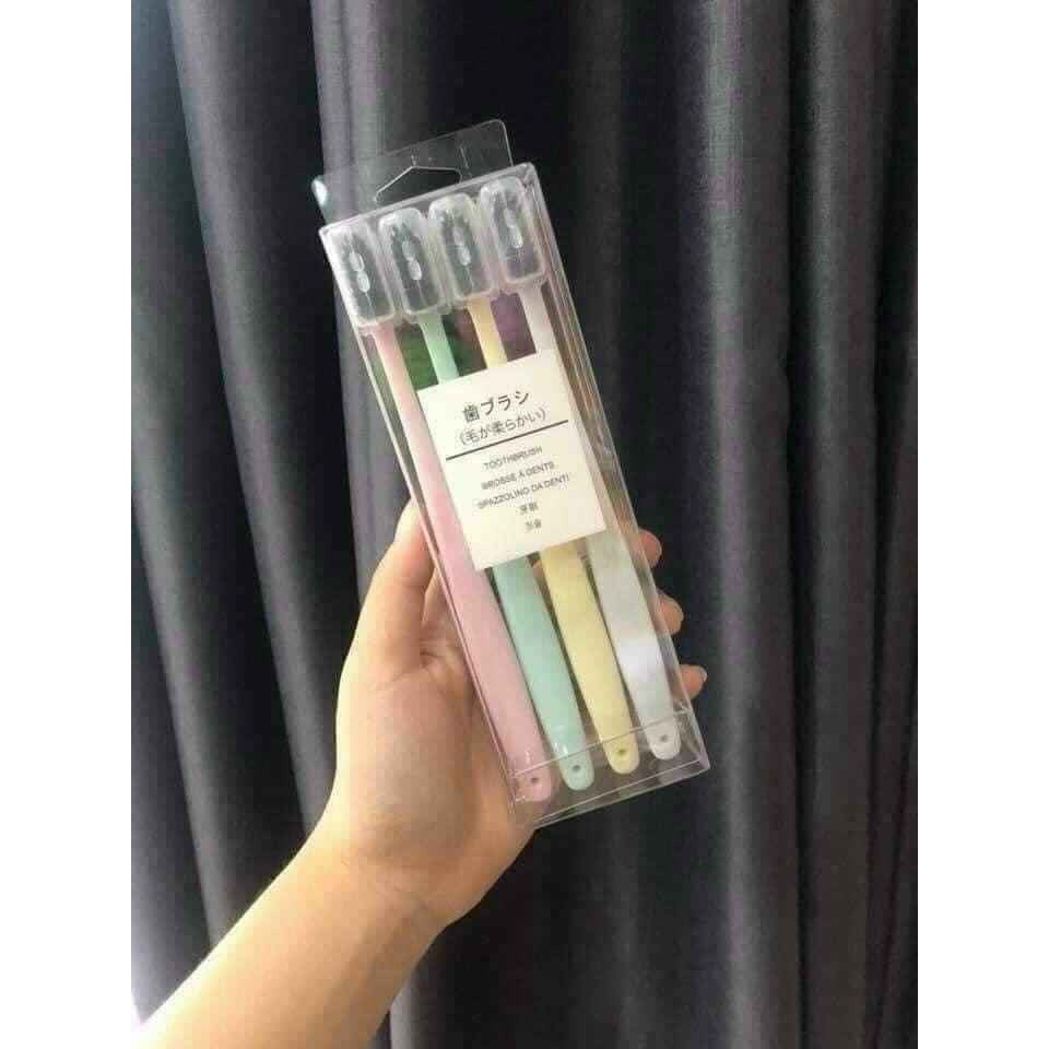 Set 4 bàn chải Muji lúa mạch than tre, sản phẩm thân thiện môi trường