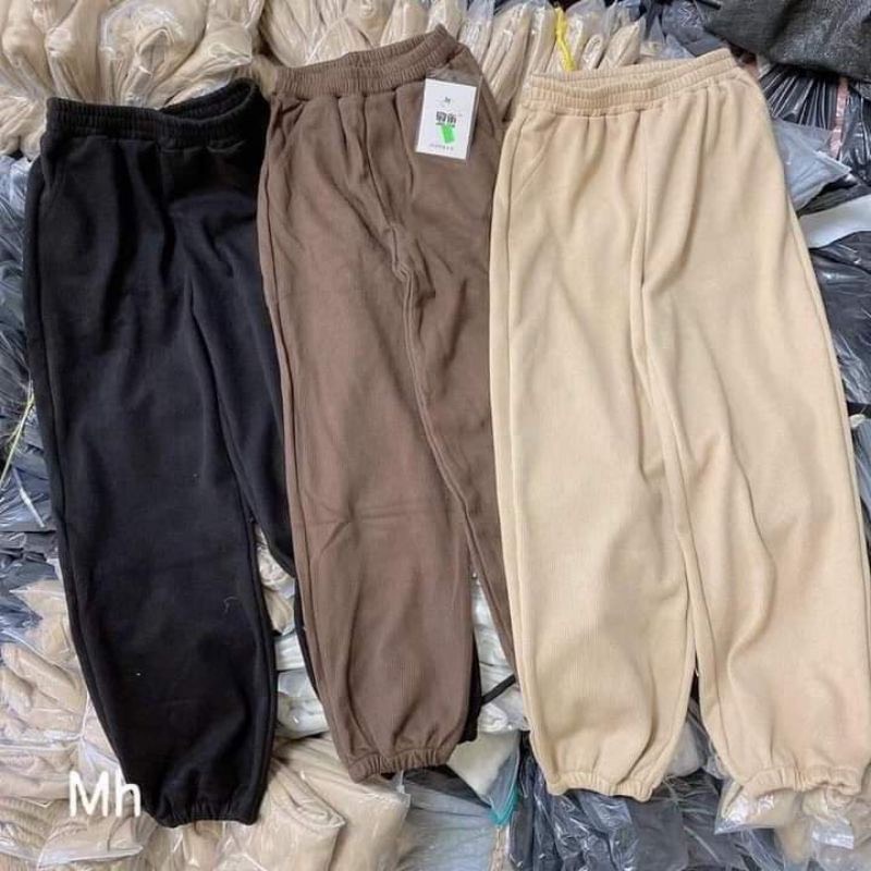 Quần Jogger Quần bom chun Ống rộng đủ màu chất bo tăm dày dặn nam nữ mặc ok UNISEX