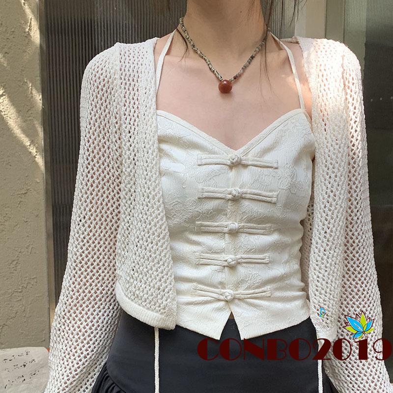 Áo Tank Top Sát Nách Cổ Treo Cài Nút Cơ Bản Thời Trang Xuân Thu Cho Nữ