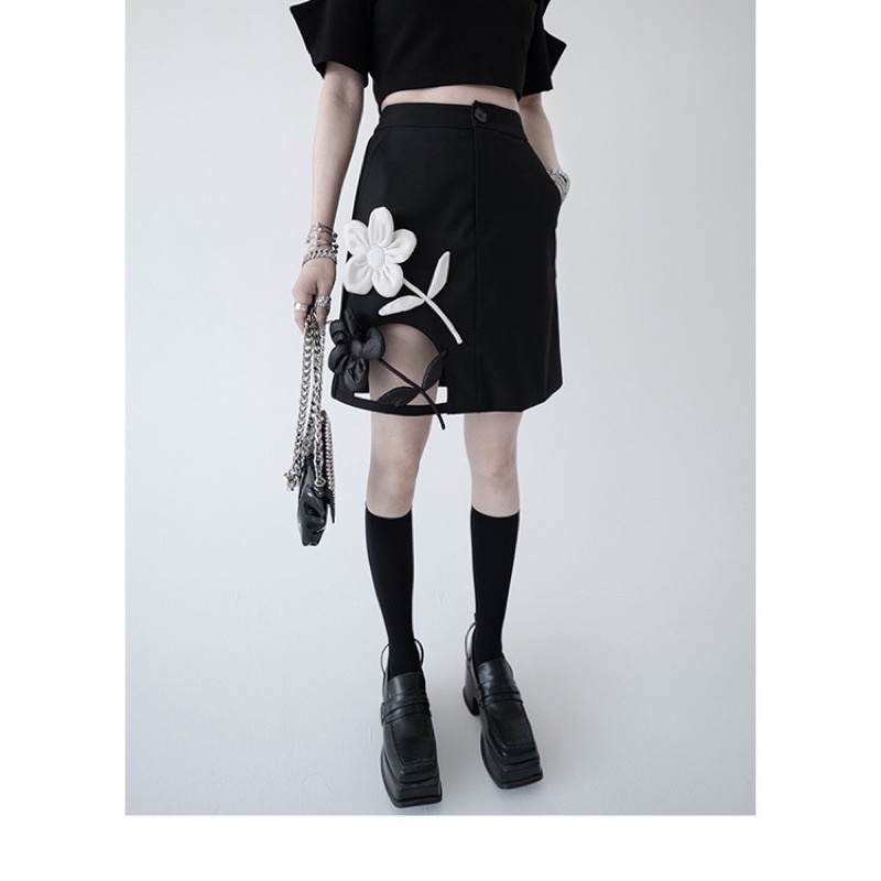 Sét áo phối hoa và chân váy phối hoa 3D siêu ngầu