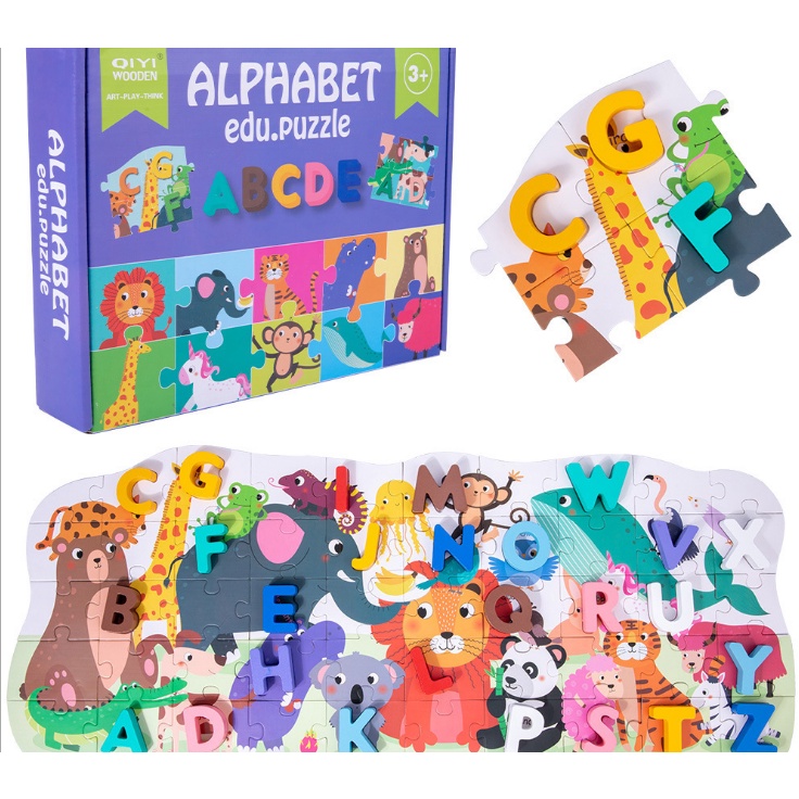 Đồ chơi trí tuệ gỗ,set 4in1 bé nhận biết chữ cái,học chữ Tiếng Anh vừa lắp ghép puzzle rèn luyện tư duy logic cho bé