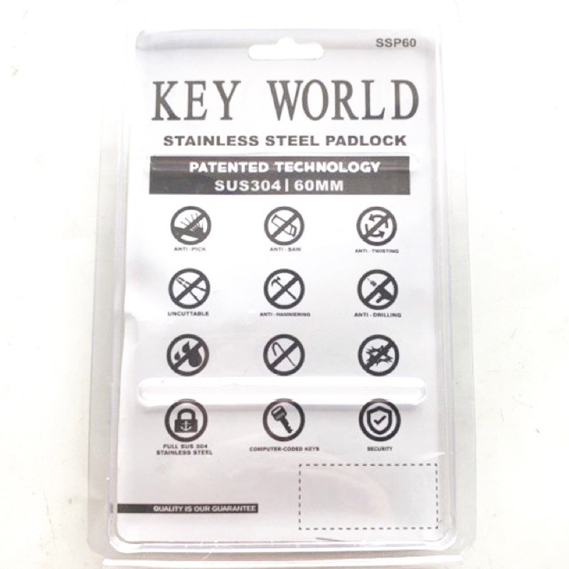 Ổ khoá KEY WORLD 6 phân inox 304 an toàn tuyệt đối