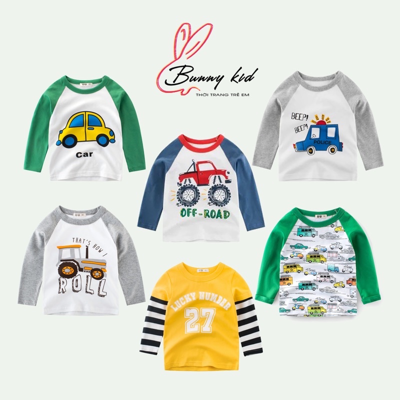 Áo dài tay bé trai 27KIDS in hình vui nhộn chất cotton hàng xuất