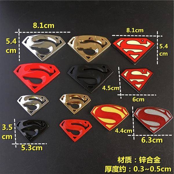 Car Modification Metal Label Superman Bumper Stickers 3D 3D Special Metal Sticker Creative Car Badge Sticker Cute Cartoon Stickers TpLg