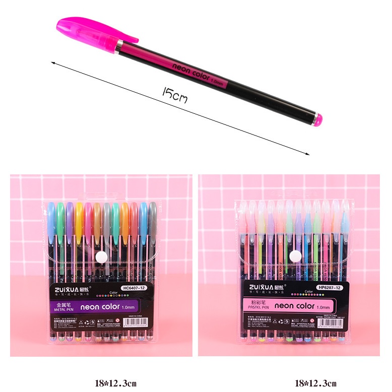 Set 6 /12 Bút Nhũ Màu cầu vồng màu sắc tươi tắn