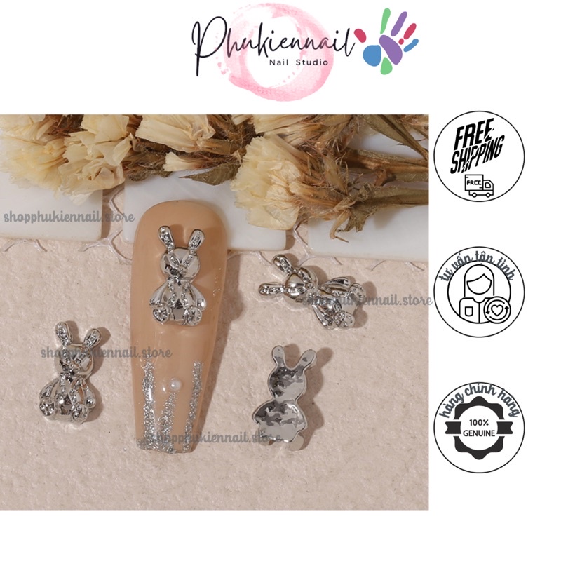 Charm nail thỏ tai dài chữ và gấu hot