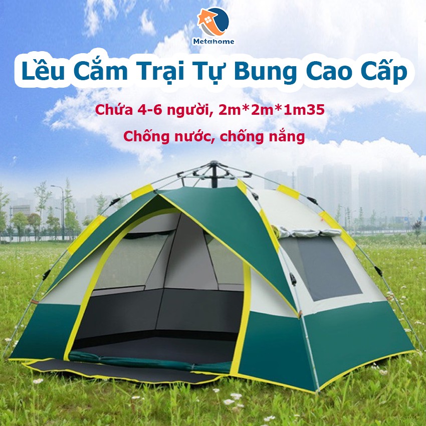Lều cắm trại, lều tự bung cao cấp chống nước, chống tia uv hãng chính hãng cho 3-5 người (có bảo hành)