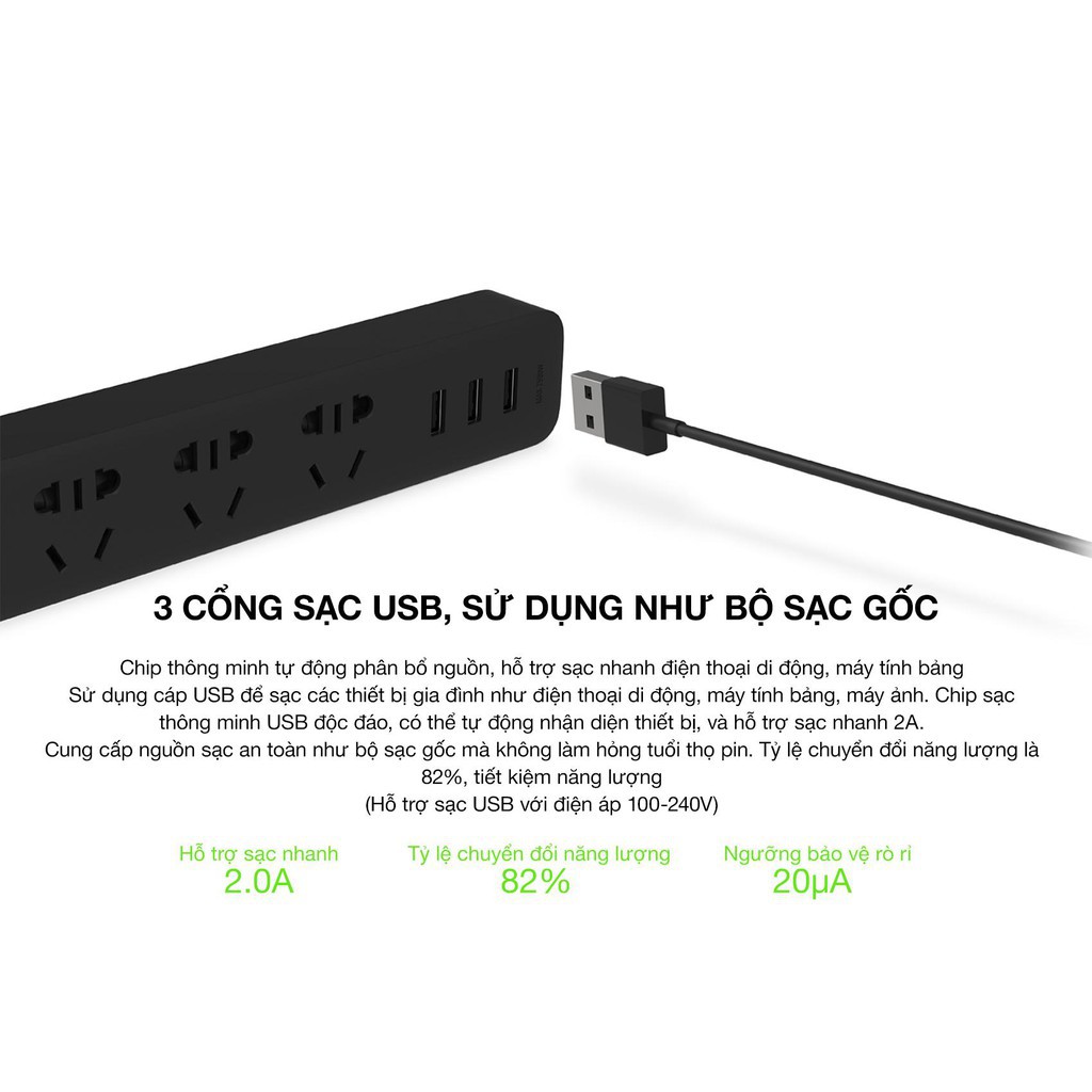 Ổ cắm điện Xiaomi Power Strip - Hàng chính hãng DGW