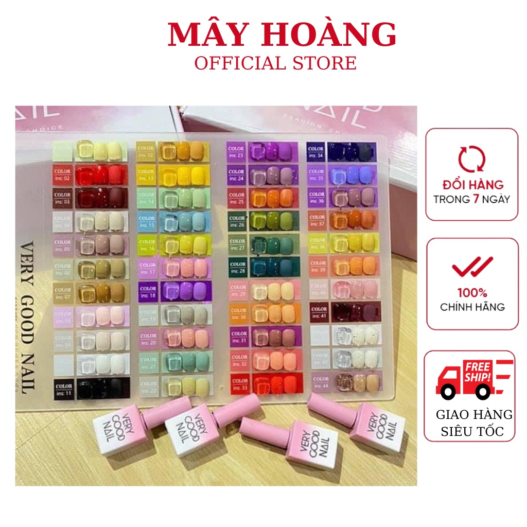 Sơn gel Very Good Nail 44 màu tặng kèm bảng màu + base + top