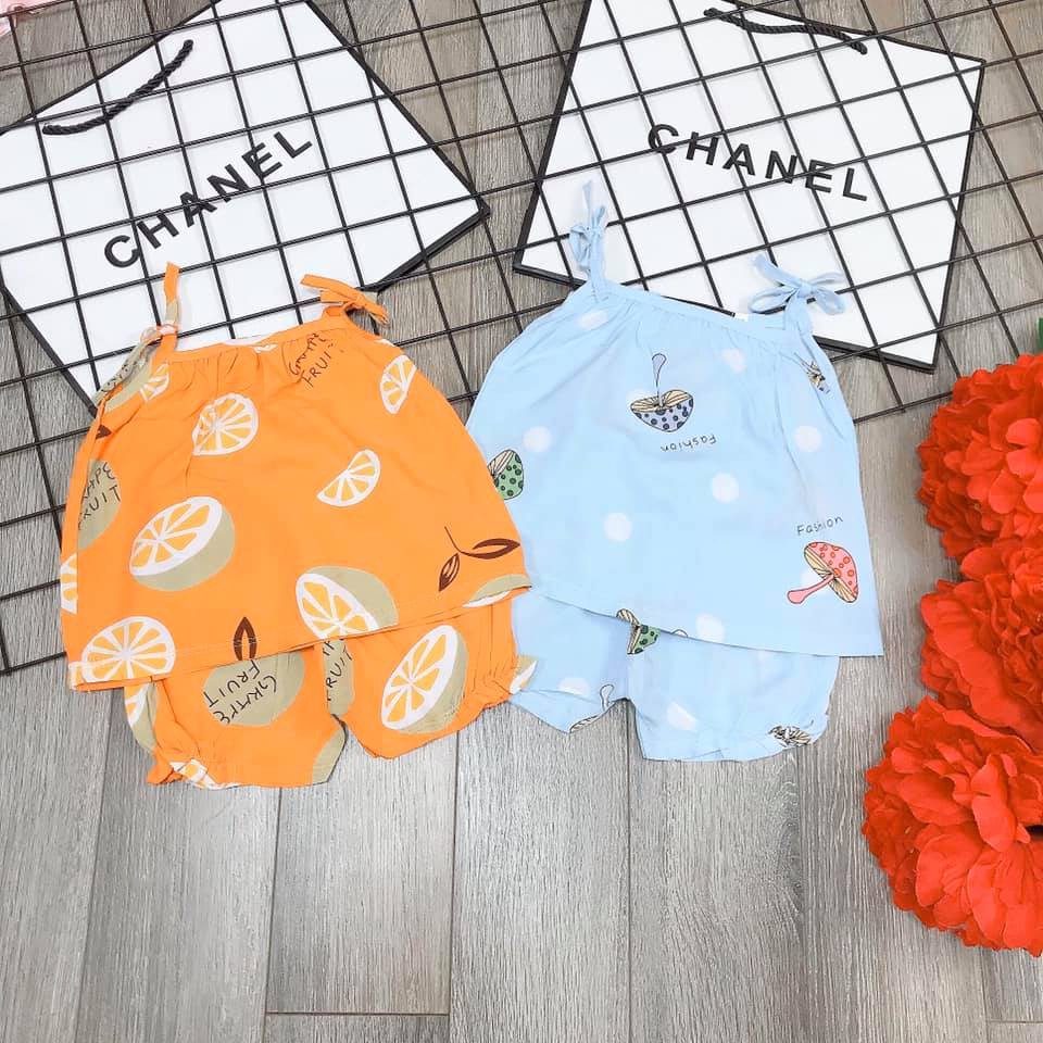 [màu 1-5] Bộ lanh 2 dây mát mẻ cho bé gái - BLL2D
