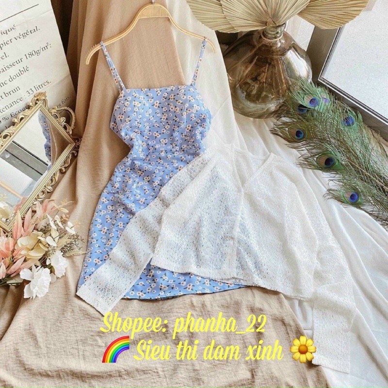 SET ĐẦM HOA NHÍ 2 DÂY ĐI BIỂN,ÁO KHOÁC LEN MỎNG 👉HÀNG CHUẨN ĐẸP LOẠI 1👈ĐẦM ĐI BIỂN MÙA HÈ,DẠO PHỐ SIÊU XINH | BigBuy360 - bigbuy360.vn