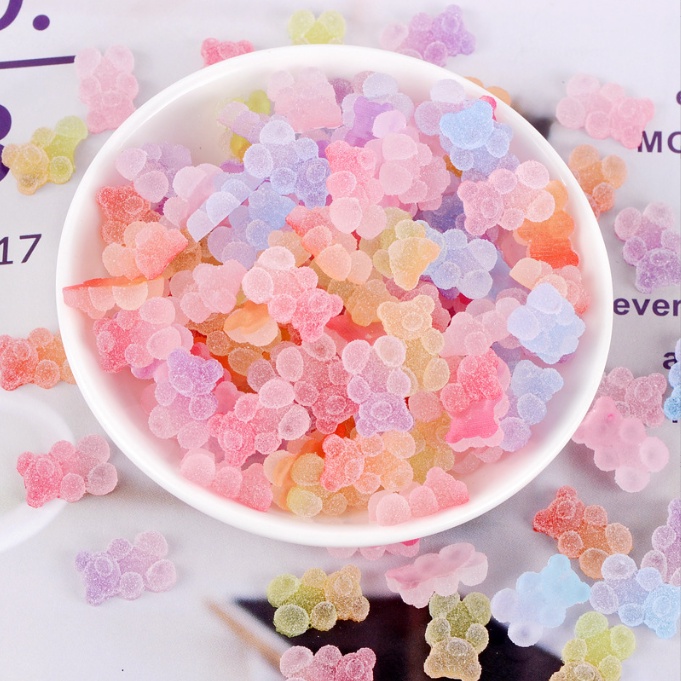 Charm kẹo dẻo hình gấu Jellybean trang trí kẹp tóc, dán Jibbitz, vỏ ốp điện thoại, DIY