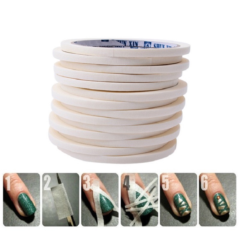 Cuộn băng keo màu trắng 0.5cm*17m dùng trang trí móng tiện dụng