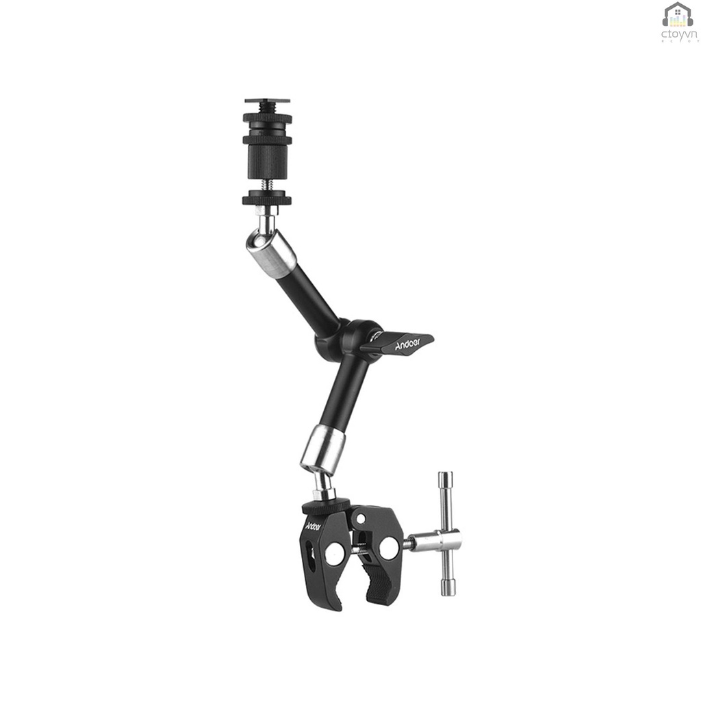 Cánh Tay Ma Sát Andoer 7Inch Bằng Thép Không Gỉ Có Kẹp Điều Chỉnh Cho Máy Ảnh DSLR Rig/Moni
