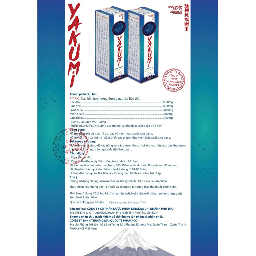 [Mã 66FMCGSALE hoàn 8% xu đơn 500K] Viên Sủi Dạ Dày Yakumi - Công Nghệ Nano Lượng Tử Nhật Bản (Hộp 20 viên) | BigBuy360 - bigbuy360.vn