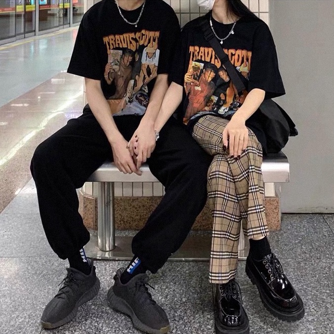 Áo thun tay ngắn dáng rộng in họa tiết chân dung phong cách hip hop thời trang đường phố cá tính