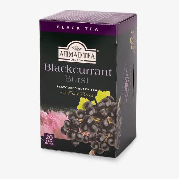 Trà Nho đen Ahmad 40g - Ahmad Blackcurtant Burst Tea 40g/20bags (túi lọc có bao thiếc - 20 túi/hộp)