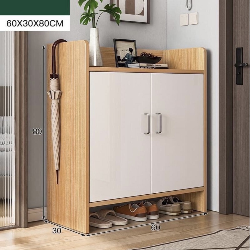 Để Giày Dép Gỗ 2 Cánh 4 Ngăn, Kệ Đựng Đồ Dùng Đa Năng-Kệ Tủ Giày Có Cánh Cửa Chống Bụi Bẩn , Kệ giày 5 tầng