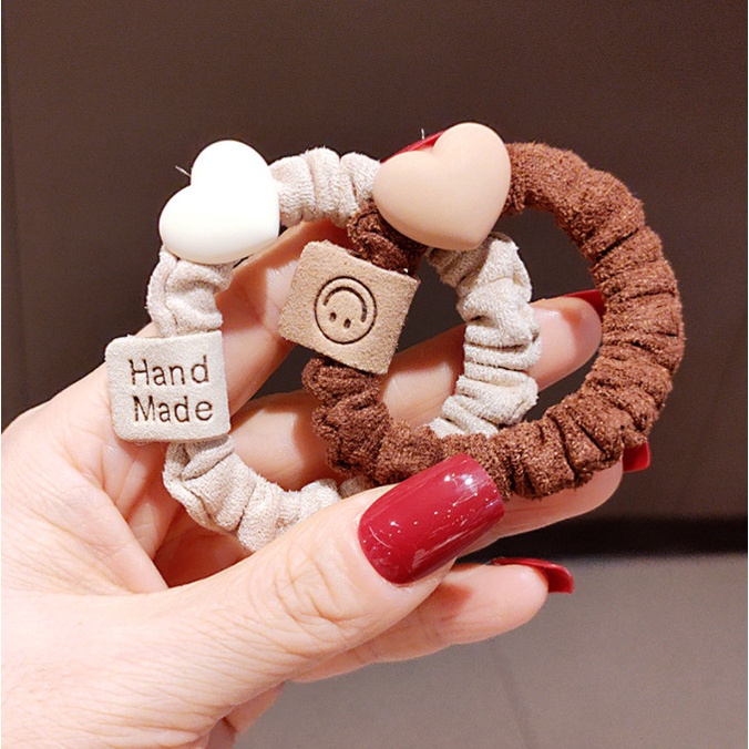 Set 4 dây chun buộc tóc sợi nhún bông kèm charm thú cực xinh BAG U CHUNNHUNBONG097