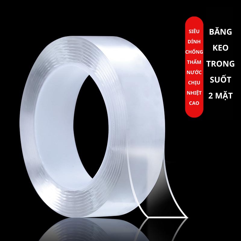 Băng keo 2 mặt trong suốt siêu dính dán tường, tủ, tái sử dụng đa năng Akii Home BD01