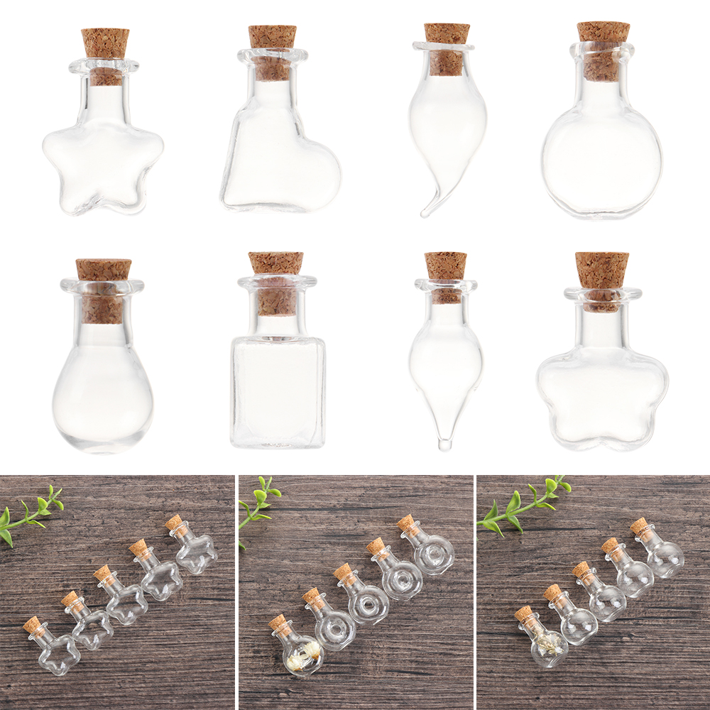 Set 5 Lọ Thủy Tinh Mini Có Nút Bần Dùng Đựng Trang Sức DIY