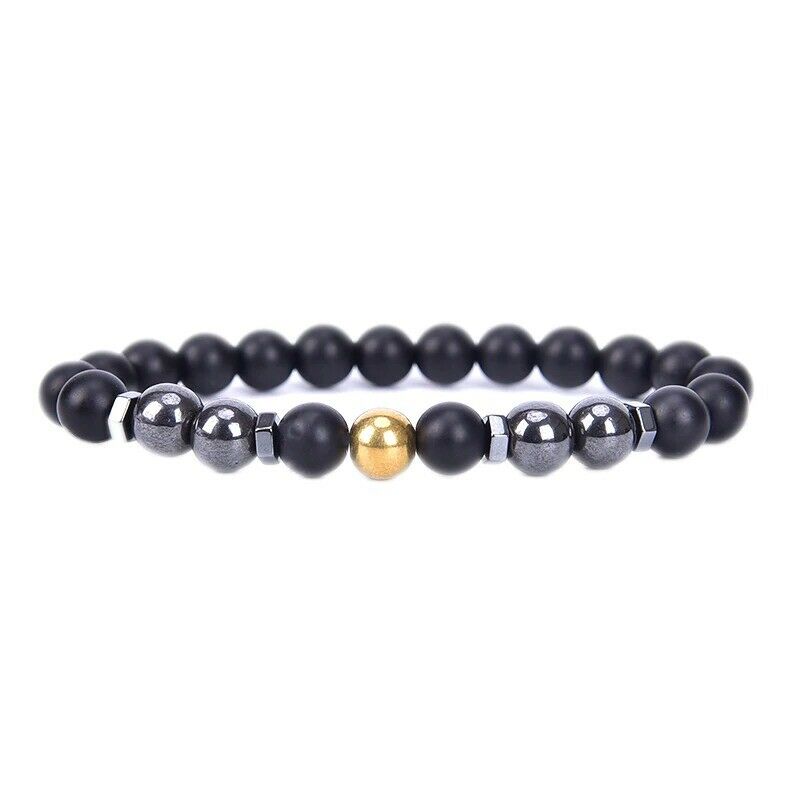Vòng đeo tay xâu hạt đá Onyx màu đen thời trang