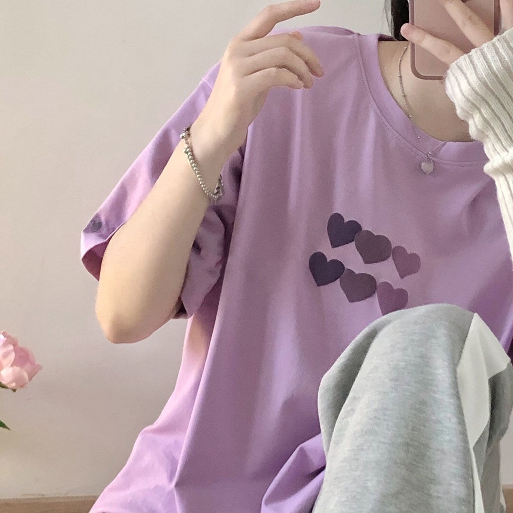 Áo thun ngắn tay dáng rộng phong cách harajuku áo phông nữ