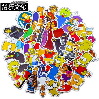 50 Cartoon Simpson Family Waterproof Sticker Skateboarding Snowboard Retro Vinyl Sticker Graffiti Notebook Sticker