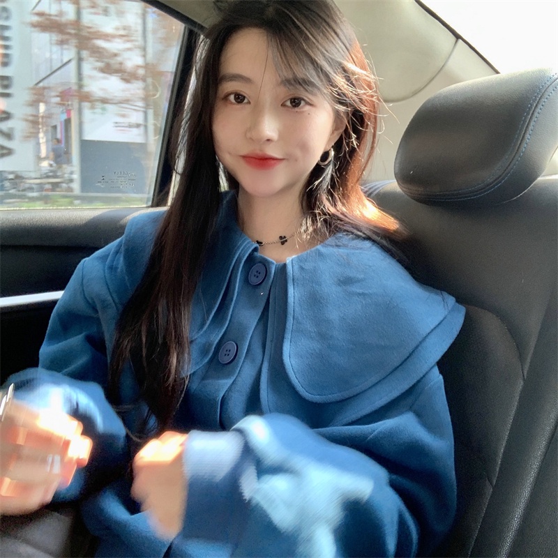 Áo khoác cardigan ZHELIHANGFEI tay dài cổ búp bê eo cao phong cách Nhật Bản ngọt ngào cho nữ