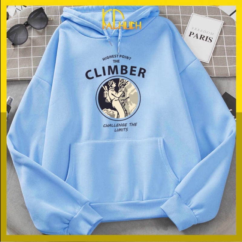 Áo hoodie unisex Climber chất liệu vải nỉ bông