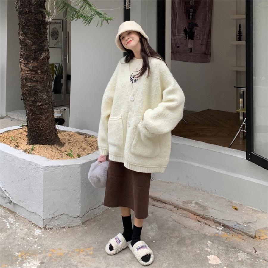 Áo khoác cardigan nữ len bigsize lông thỏ dày mịn form rộng VANISA AK018