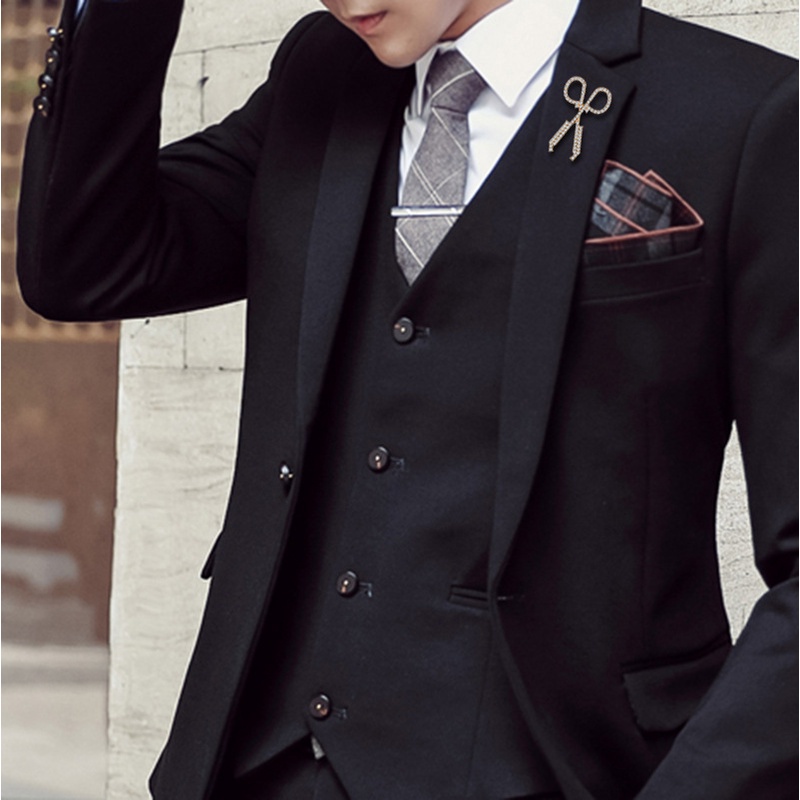 Ghim Cài Áo Hình Cây Kéo Đính Đá Bằng Hợp Kim Tinh Tế Chất Lượng Cao