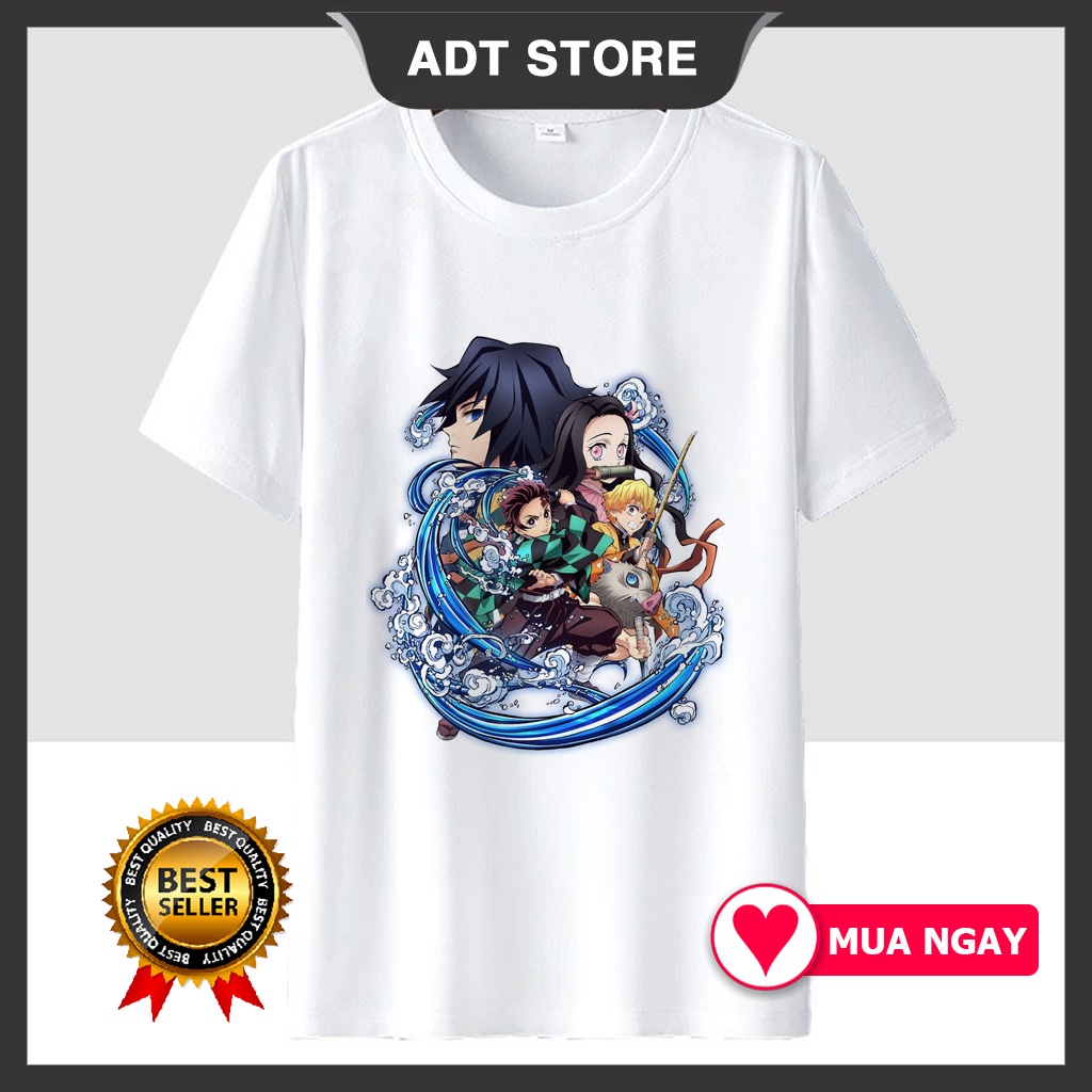 HOT🔥 Áo Phông Team Kimetsu No Yaiba Anime mẫu mới cực chât màu trắng cổ tròn tay ngắn