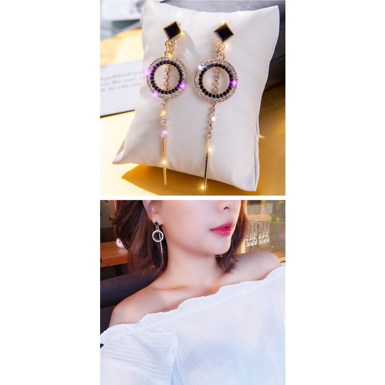 Bông Tai Dáng Dài Đính Đá Hình Trái Tim Thời Trang 2022