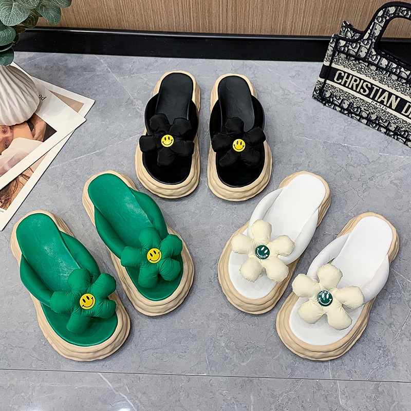 MURIOKI Dép xỏ ngón đính hoa hướng dương thời trang mới cho nữ Đế dày rất thoải mái và mềm mại
