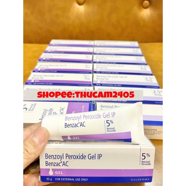Gel Benzac AC Benzoyl Peroxide 2,5% - 5% xoá giảm mụn, mụn mủ , mụn viêm ,sưng 30g.