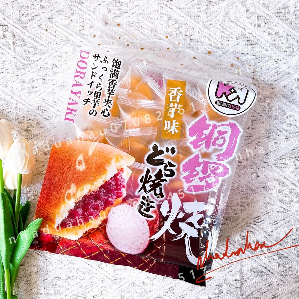 Một gói bánh rán Dorayaki Nhật bán kẹp kem khoai môn gói lớn 460gam
