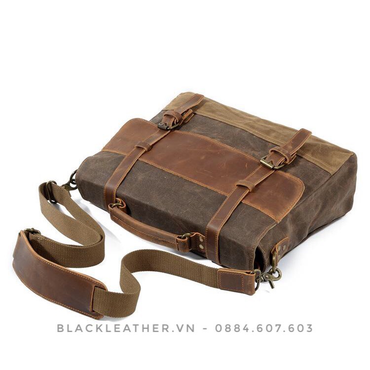 Túi xách Vintage vải sáp dầu, da bò sáp - CLASSIC T02