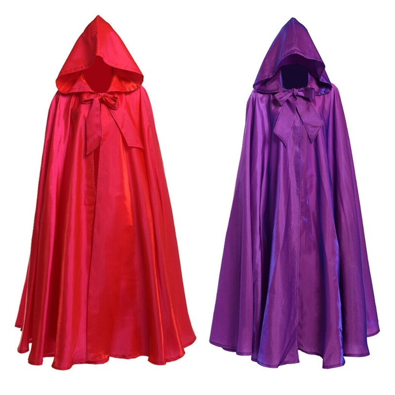 Wmmb Áo Choàng Hóa Trang Halloween / Giáng Sinh Màu Trơn Có Mũ Trùm Cho Nữ