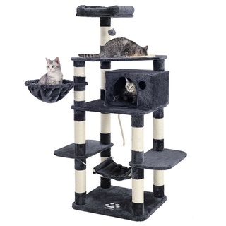 ( Tặng cần câu ) CATTREE Nhà Cây Cho Mèo, Trụ Cào Móng Cho Mèo Có Võng Và Đồ Chơi Đi Kèm- CT4-13