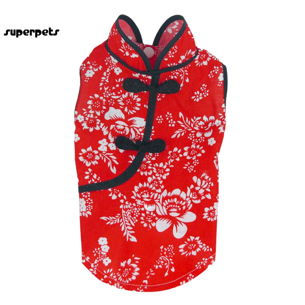 Bộ sườn xám hình chú chó thời trang mùa xuân có thể giặt được