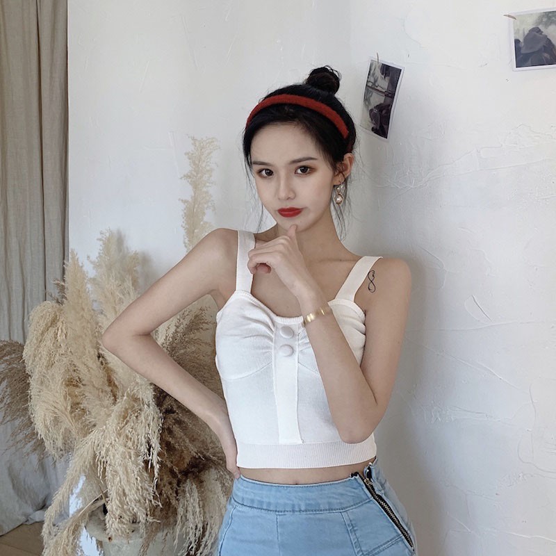 Áo Dây Mảnh Màu Trơn Thiết Kế Ôm Sát Quyến Rũ