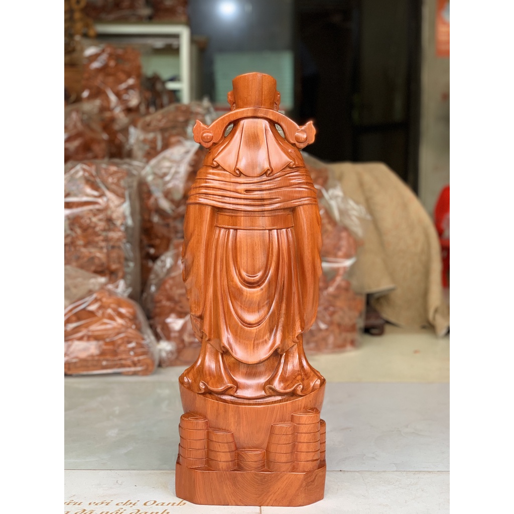 Tượng thần Tài Tài Lộc, Bày Bàn, Kệ, Tủ... Gỗ Hương Đá, KT: cao60x23x15