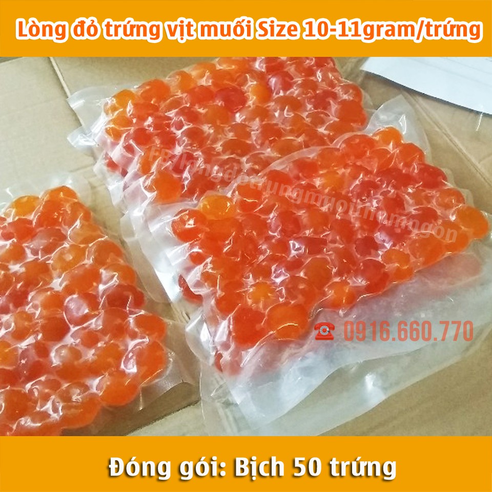 50 Lòng đỏ trứng vịt muối Size 10-11gram/trứng