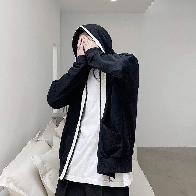 Áo khoác nam thể thao phối dây nỉ khoác kéo thời trang cho áo hoodie nam hàn quốc simple áo nỉ sweater nữ