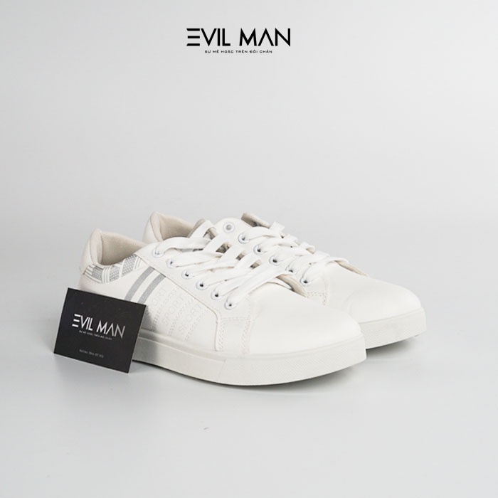 Giày Sneaker Nam, Giày Thể Thao Nam Trắng EVIL SPORT 01 WHITE màu Trắng Sọc Mờ - ES02