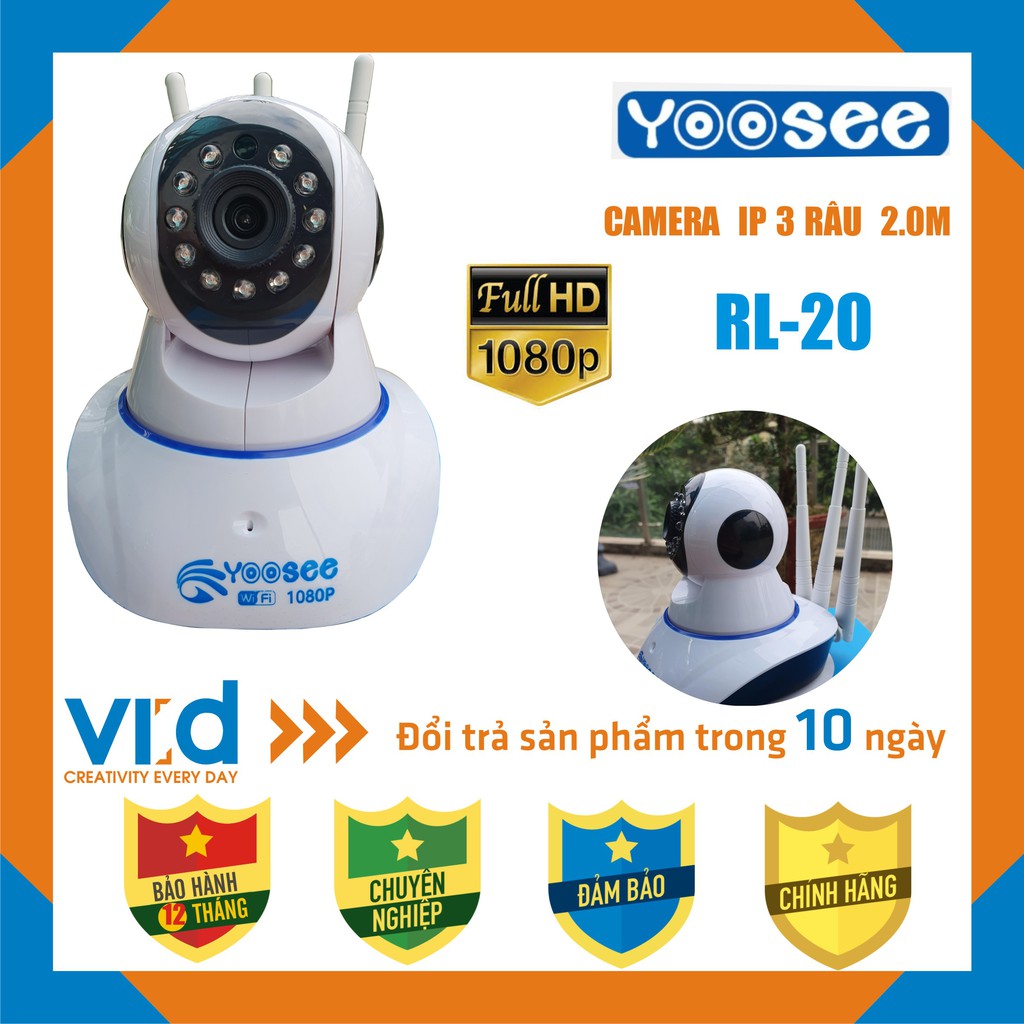 [ TẶNG THẺ NHỚ 32GB] CAMERA IP 2.0M Camera IP Yoosee 3 râu RL20 - Camera 2.0M  - Chính hãng - Bảo hành 12 tháng !!