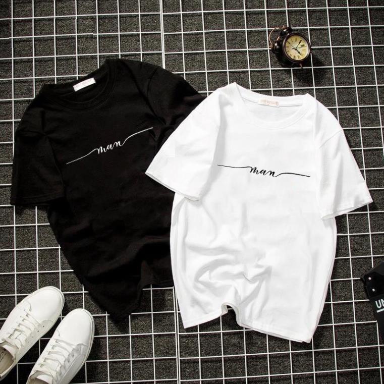Áo Thun Trắng Đen Unisex Form Rộng Nam Nữ Chữ Kiều Man Vải Dày Mịn